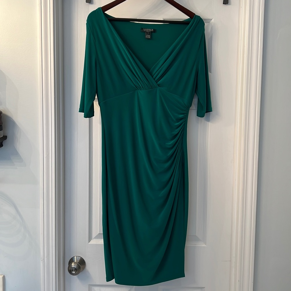 Ralph Lauren emerald green dress.